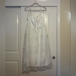 Lulus White Embroidered Lace Midi Dress XL NWT Bridal Engagement Shower
